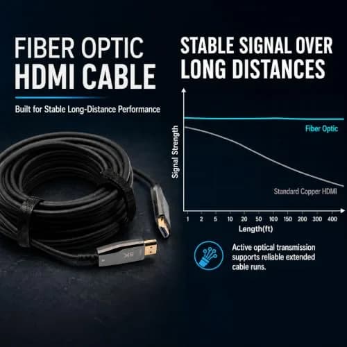 Pacroban 50ft Fiber Optic HDMI 2.1 Cable | 8K@60Hz, 4K@120Hz, 48Gbps, eARC, CL3 Rated thumbnail 6