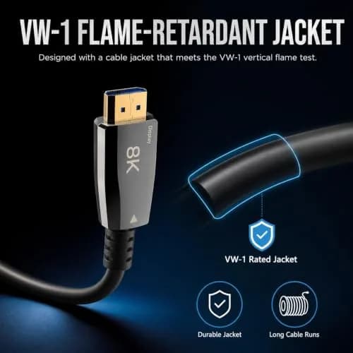 Pacroban 50ft Fiber Optic HDMI 2.1 Cable | 8K@60Hz, 4K@120Hz, 48Gbps, eARC, CL3 Rated thumbnail 3