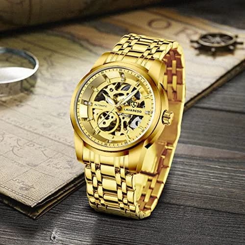 A ALPS Men's Skeleton Luxury Mechanical Watch 40mm (1.57 inches) | Automatic Self-Winding with Roman Numerals thumbnail 5