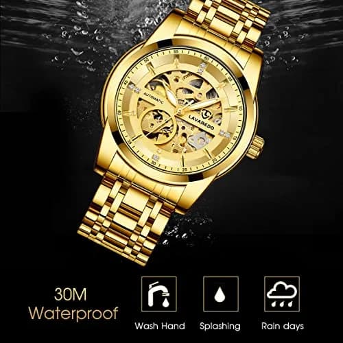 A ALPS Men's Skeleton Luxury Mechanical Watch 40mm (1.57 inches) | Automatic Self-Winding with Roman Numerals thumbnail 7