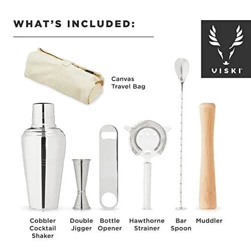 Viski Travel Bartender Kit 6pc Set | Portable Cocktail Mixing Essentials for On-the-Go Mixology thumbnail 2