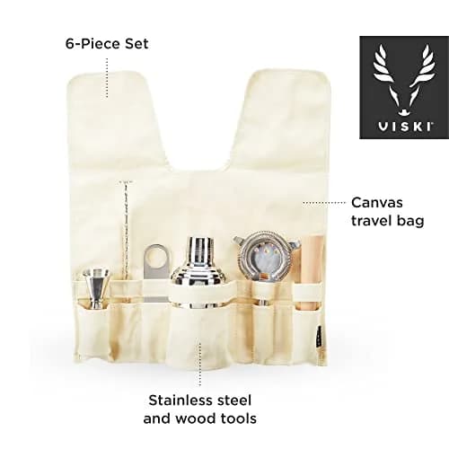 Viski Travel Bartender Kit 6pc Set | Portable Cocktail Mixing Essentials for On-the-Go Mixology thumbnail 3
