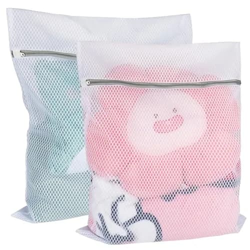 Vivifying XL Large Mesh Laundry Bags 2 Pack 20 x 24 Inches | Honeycomb Mesh Wash Bags for Delicates, Sweaters, Blankets (White) thumbnail 1