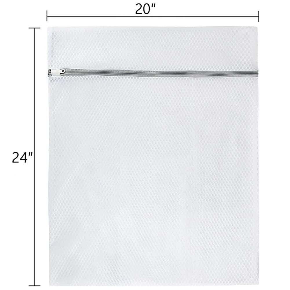 Vivifying 2XL (20" x 24") White Mesh Shoe Washing Bag with Zip Closure | Protects Shoes & Delicates - view 2