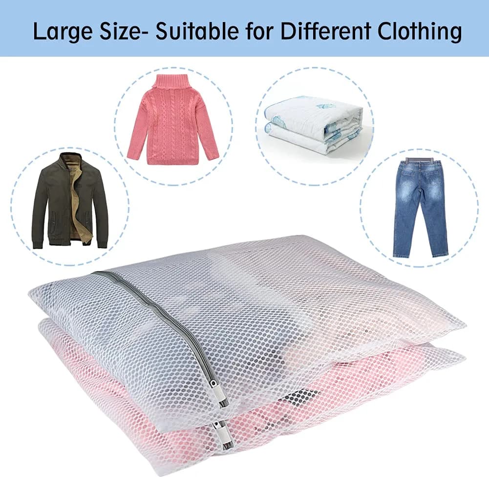 Vivifying 2XL (20" x 24") White Mesh Shoe Washing Bag with Zip Closure | Protects Shoes & Delicates - view 4