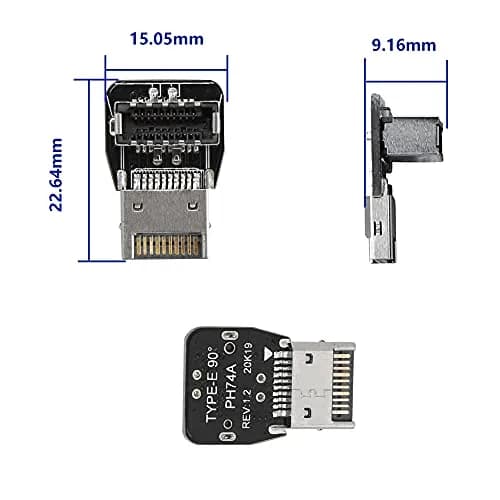 CERRXIAN 90 Degree USB Type E Adapter, Up Angle USB 3.2 Type E Male to Female, High Speed 10Gbps for USB C Header Motherboard (Up/A) thumbnail 4