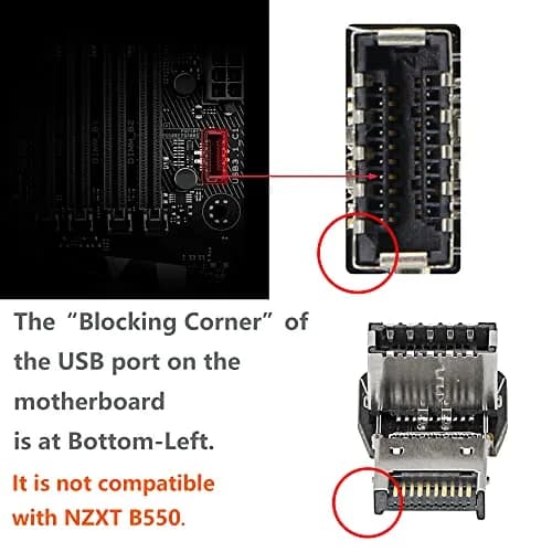 CERRXIAN 90 Degree USB Type E Adapter, Up Angle USB 3.2 Type E Male to Female, High Speed 10Gbps for USB C Header Motherboard (Up/A) thumbnail 2