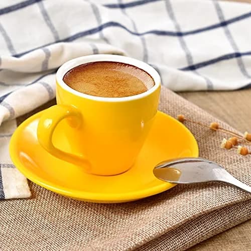 ionEgg Porcelain Espresso Cup with Saucer, 80ml (2.7Oz) Yellow | Pro-Grade Lead-Free Ceramic thumbnail 4