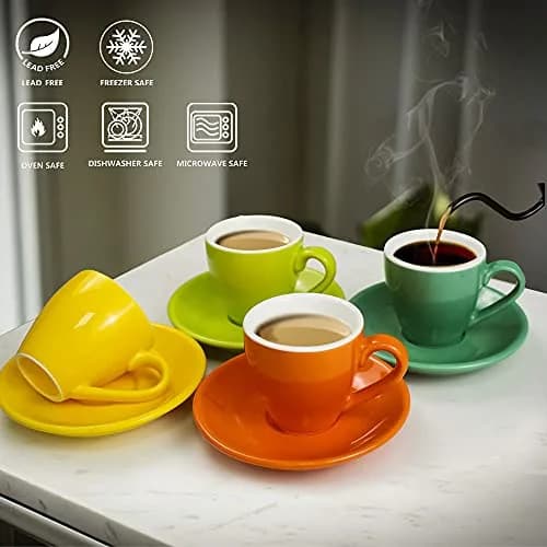 ionEgg Porcelain Espresso Cup with Saucer, 80ml (2.7Oz) Yellow | Pro-Grade Lead-Free Ceramic thumbnail 3