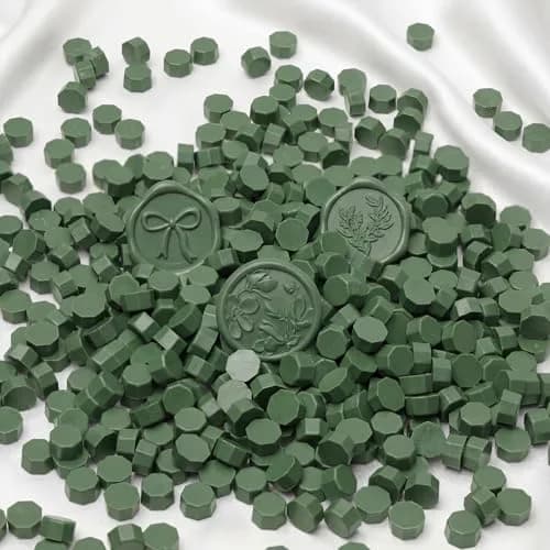 UNIQOOO Dark Olive Green Sealing Wax Beads, 540 Pcs | Perfect for Wedding Invitations & Crafts thumbnail 1