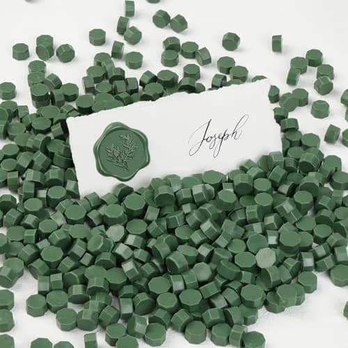 UNIQOOO Dark Olive Green Sealing Wax Beads, 540 Pcs | Perfect for Wedding Invitations & Crafts thumbnail 5