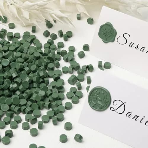 UNIQOOO Dark Olive Green Sealing Wax Beads, 540 Pcs | Perfect for Wedding Invitations & Crafts thumbnail 3
