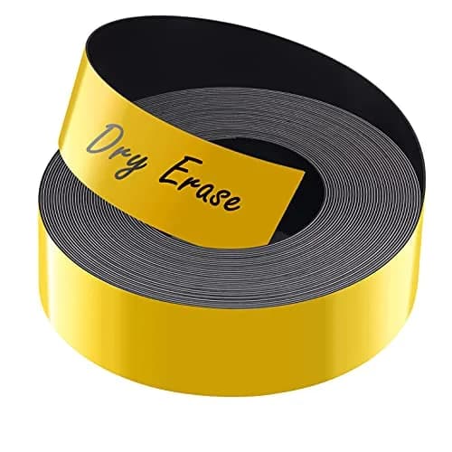 LLPT Dry Erase Magnetic Label Strips 1” x 26 Ft Yellow | Reusable & Water-Resistant for Metallic Surfaces thumbnail 1
