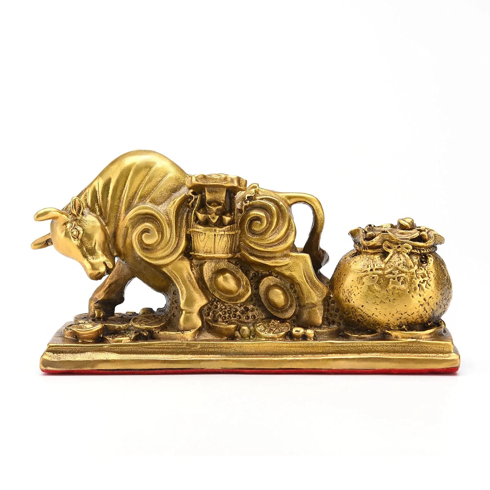 BRASSTAR Brass Feng Shui Bull Statue 13.5cm (5.3in) | Wealth & Success Symbol — Brass
