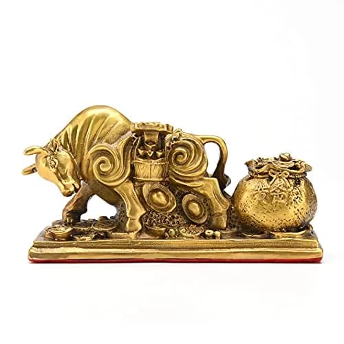 BRASSTAR Brass Feng Shui Bull Statue 13.5cm (5.3in) | Wealth & Success Symbol thumbnail 1