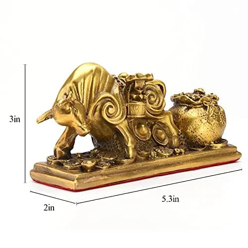 BRASSTAR Brass Feng Shui Bull Statue 13.5cm (5.3in) | Wealth & Success Symbol thumbnail 2