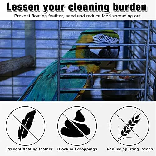 Shappy Bird Cage Seed Catcher Net 300 x 37 cm (118 x 15 Inch) | Breathable Nylon Mesh for Medium/Small Cages thumbnail 4