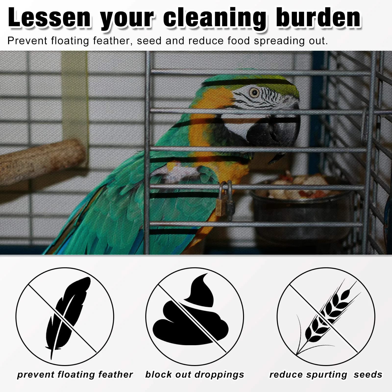 Shappy Green Bird Cage Seed Catcher Net 300cm (118 Inch) | Keeps House Clean - view 4