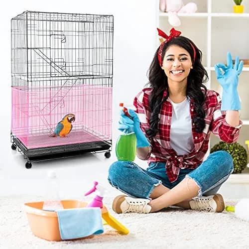 Shappy Bird Cage Seed Catcher Net 300cm (118 Inch) Light Pink | Adjustable Mesh for Medium/Small Cages thumbnail 6
