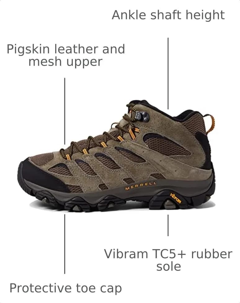 Merrell Men's Moab 3 Mid Hiking Boot, Walnut, Size 10 | Out-of-the-Box Comfort & Durability thumbnail 3