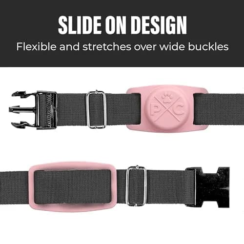 Pup Culture Airtag Dog Collar Holder Case | Pink Silicone Loop for Apple AirTag GPS Pet Tracker (1.5 inch Collar Fit) thumbnail 4