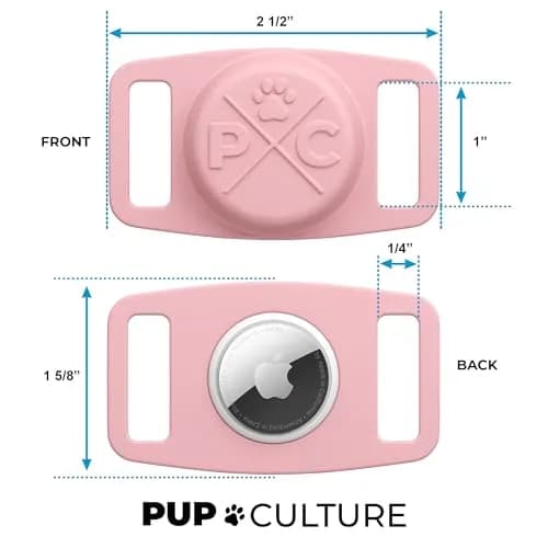 Pup Culture Airtag Dog Collar Holder Case | Pink Silicone Loop for Apple AirTag GPS Pet Tracker (1.5 inch Collar Fit) thumbnail 3