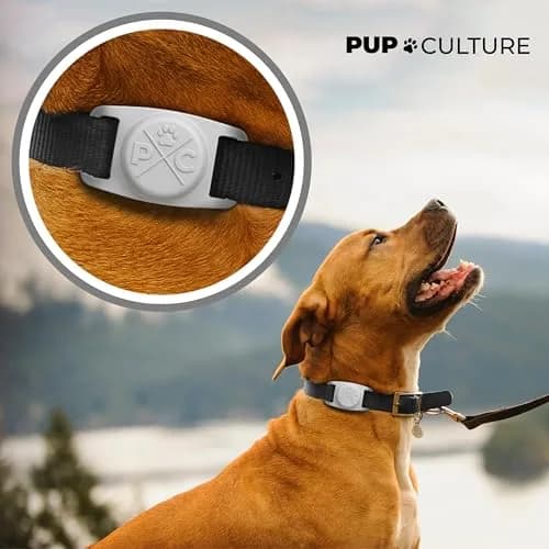 Pup Culture AirTag Dog Collar Holder Grey | Durable Silicone Case for 1-Inch Collars | Securely Tracks Pups thumbnail 2