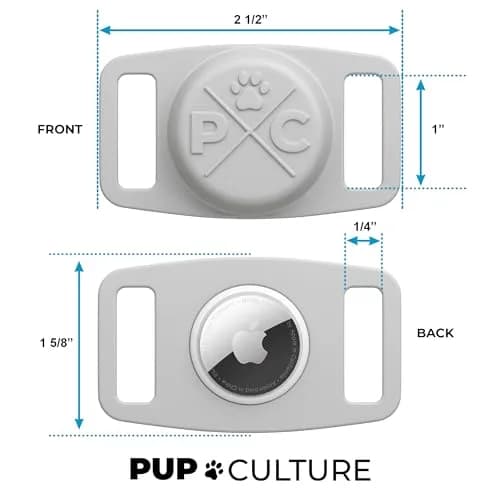 Pup Culture AirTag Dog Collar Holder Grey | Durable Silicone Case for 1-Inch Collars | Securely Tracks Pups thumbnail 3