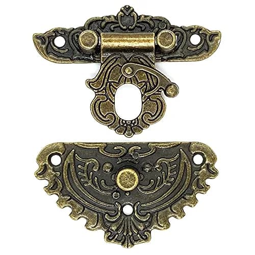 QINIZX Retro Jewelry Box Hardware Set with Hasp Latch, Hinges, and Corner Protectors (Vintage Bronze) thumbnail 5