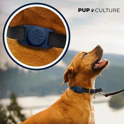 Pup Culture AirTag Dog Collar Holder | Navy Silicone | Fits 1-Inch Collars | Apple AirTag Sold Separately thumbnail 2