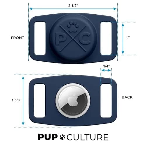 Pup Culture AirTag Dog Collar Holder | Navy Silicone | Fits 1-Inch Collars | Apple AirTag Sold Separately thumbnail 3
