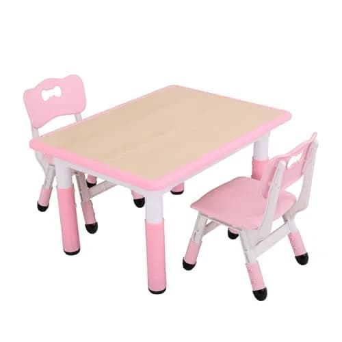 UNICOO Kids Table and Chairs Set, Height Adjustable, Plastic Study Desk for Ages 2-10 | Durable & Easy to Clean thumbnail 1