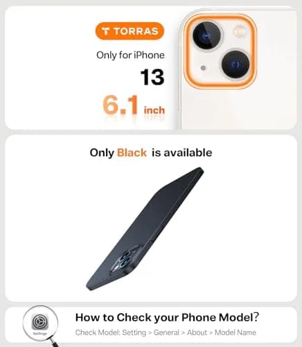 TORRAS Slim Fit for iPhone 13 Case Thin 6.1" Velvety Matte Black | Ultra-light & Protective thumbnail 2