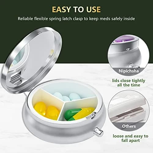 Nipichsha Personal Pill Dispenser Small Portable Medicine Organizer 1 Count (Pack of 1) | Compact & Durable thumbnail 6