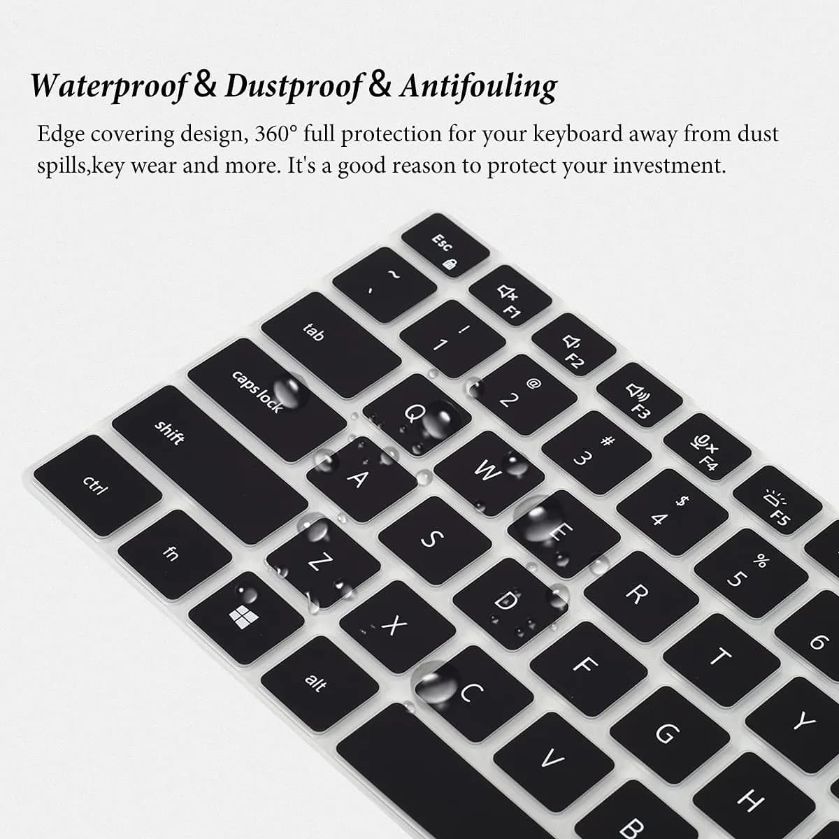 CASEDAO Black Silicone Keyboard Cover Skin for Dell Latitude 14" Laptops | US Layout Protector - view 6