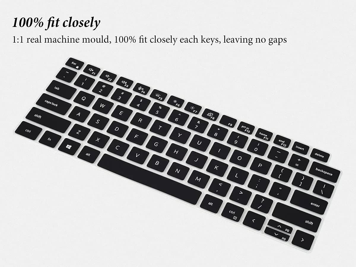 CASEDAO Black Silicone Keyboard Cover Skin for Dell Latitude 14" Laptops | US Layout Protector - view 3