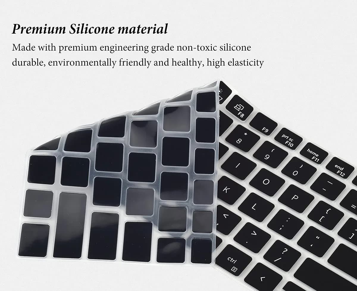 CASEDAO Black Silicone Keyboard Cover Skin for Dell Latitude 14" Laptops | US Layout Protector - view 4
