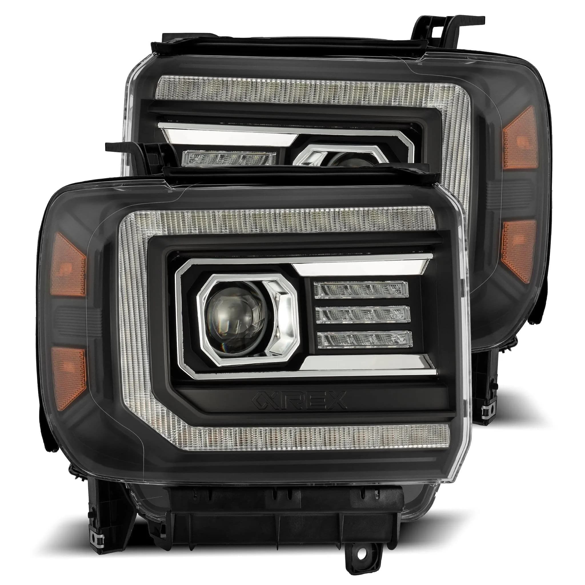 AlphaRex 880615 LUXX Series LED Projector Headlights | Fits GMC Sierra 1500 | Clear Polycarbonate Lens — Smoke