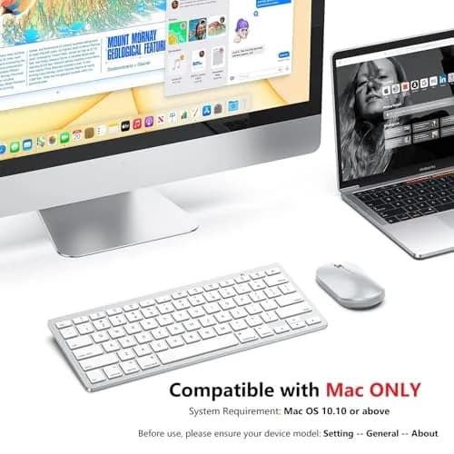 OMOTON Bluetooth Keyboard for Mac ONLY, Compact Wireless Keyboard 285mm x 120mm x 21.8mm | Mac OS X 10.10+ Compatible thumbnail 4