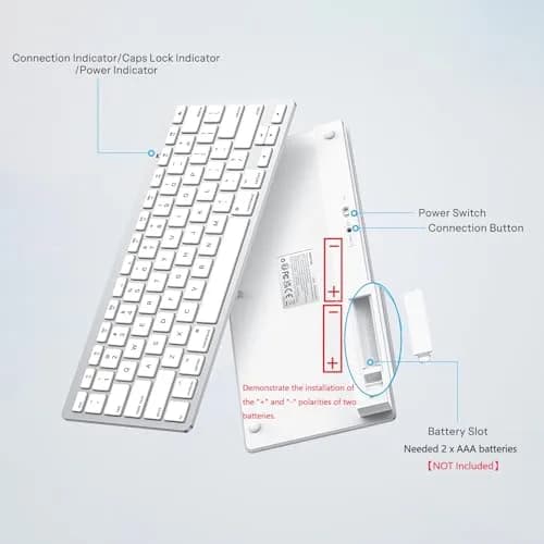 OMOTON Bluetooth Keyboard for Mac ONLY, Compact Wireless Keyboard 285mm x 120mm x 21.8mm | Mac OS X 10.10+ Compatible thumbnail 5