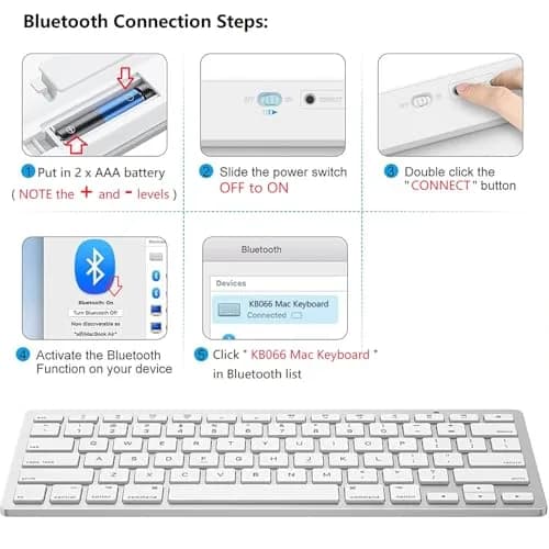 OMOTON Bluetooth Keyboard for Mac ONLY, Compact Wireless Keyboard 285mm x 120mm x 21.8mm | Mac OS X 10.10+ Compatible thumbnail 3