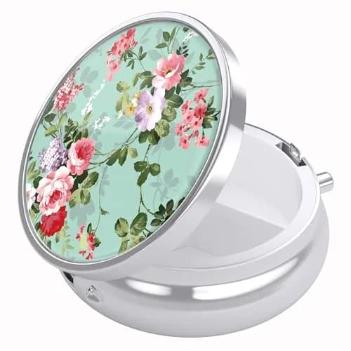 Nipichsha Pill Box Small Portable Medicine Organizer Graceful Peony | Compact, Sturdy & Stylish thumbnail 1
