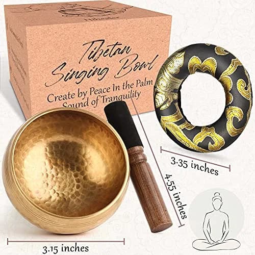 Relaehih Tibetan Singing Bowl Set 8.2 cm (3.15 Inch) | Hand-Hammered Nepal Meditation Chakra Sound Bowl thumbnail 5