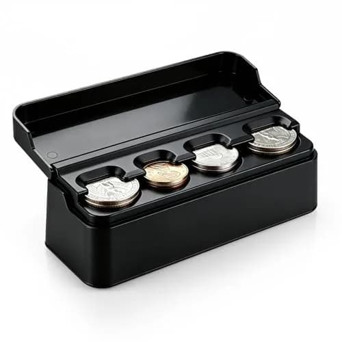 SINGARO Coin Holder for Car, Coin Change Organizer Compatible with Coins of Different Sizes, Dash-Mounted Holder Suitable for Most Cars, Trucks (Black) | Modern, Water-Resistant thumbnail 1