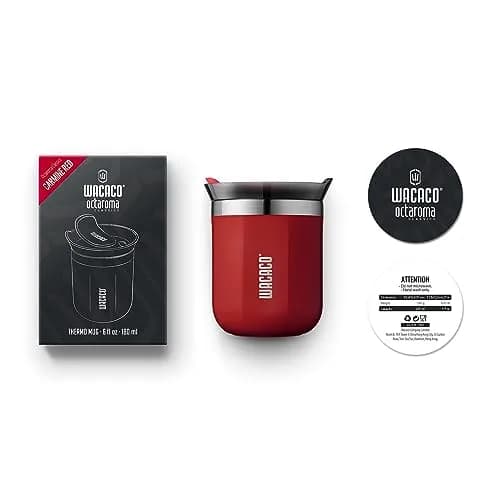WACACO Octaroma Classico Vacuum Insulated Coffee Mug 180ml (6 fl oz) | Carmine Red Travel Tumbler thumbnail 6