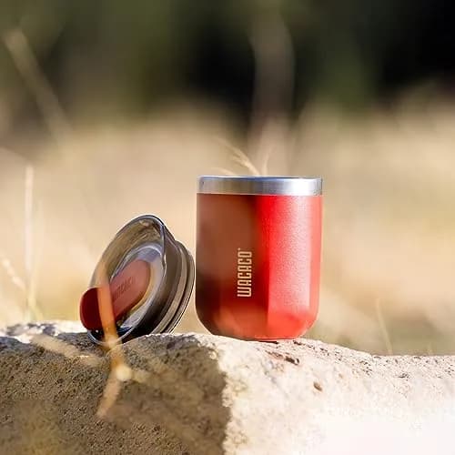 WACACO Octaroma Classico Vacuum Insulated Coffee Mug 180ml (6 fl oz) | Carmine Red Travel Tumbler thumbnail 2