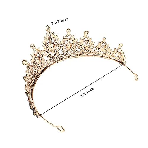 CAVETEE Black Crown for Women Halloween Party Favors 15cm | Luxurious Red Rhinestones Tiara thumbnail 6