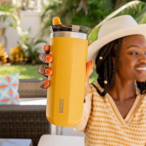 WACACO Octaroma Grande Vacuum Insulated Coffee Mug 435ml (15 fl oz) | Amber Yellow Travel Tumbler with Leak-Proof Lid thumbnail 3