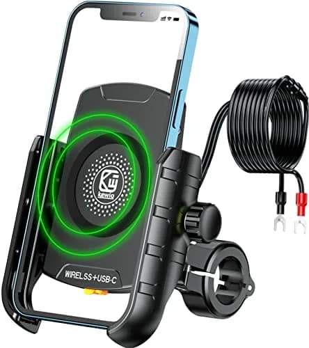 BRCOVAN Motorcycle Phone Mount Holder with Wireless & USB-C Charger 310g (0.68lb) | IP66 Waterproof, 15W Wireless & 20W PD Charging thumbnail 1