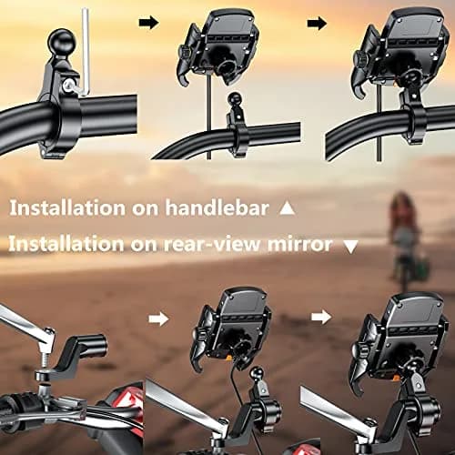 BRCOVAN Motorcycle Phone Mount Holder with Wireless & USB-C Charger 310g (0.68lb) | IP66 Waterproof, 15W Wireless & 20W PD Charging thumbnail 7